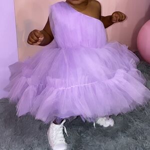 Toddler Puffy one shoulder Dress